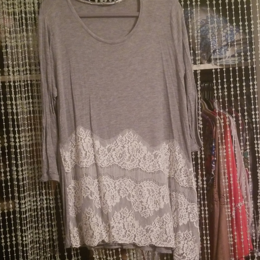 Gray Long Sleeve Blouse